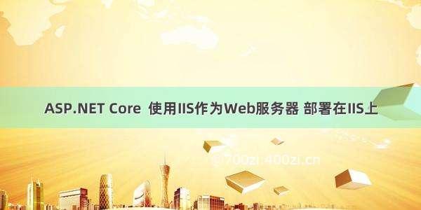 ASP.NET Core  使用IIS作为Web服务器 部署在IIS上