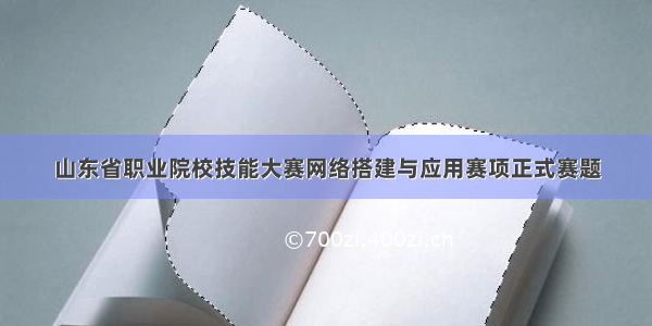 山东省职业院校技能大赛网络搭建与应用赛项正式赛题