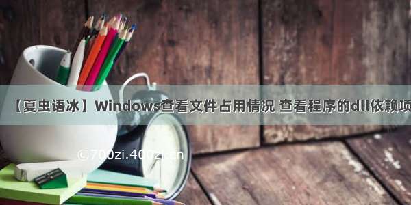 【夏虫语冰】Windows查看文件占用情况 查看程序的dll依赖项