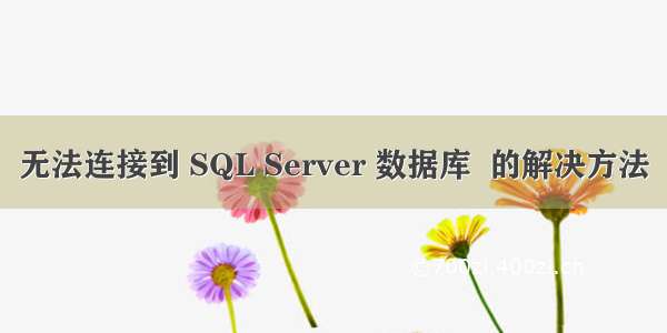 无法连接到 SQL Server 数据库  的解决方法