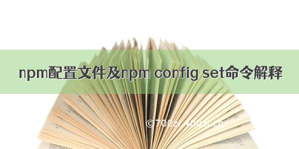 npm配置文件及npm config set命令解释