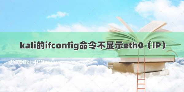 kali的ifconfig命令不显示eth0（IP）