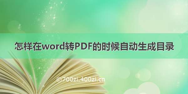 怎样在word转PDF的时候自动生成目录