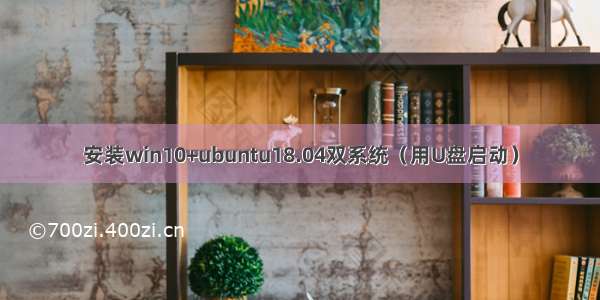 安装win10+ubuntu18.04双系统（用U盘启动）