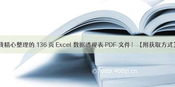 我精心整理的 136 页 Excel 数据透视表 PDF 文件！【附获取方式】