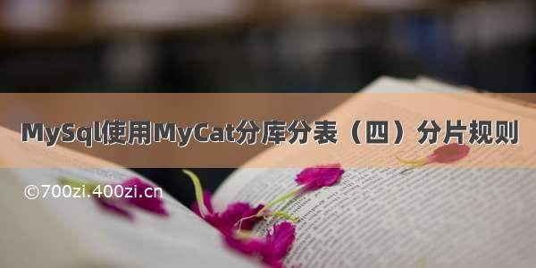 MySql使用MyCat分库分表（四）分片规则