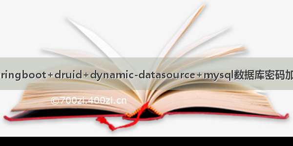 springboot+druid+dynamic-datasource+mysql数据库密码加密