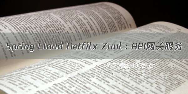 Spring Cloud Netfilx Zuul : API网关服务