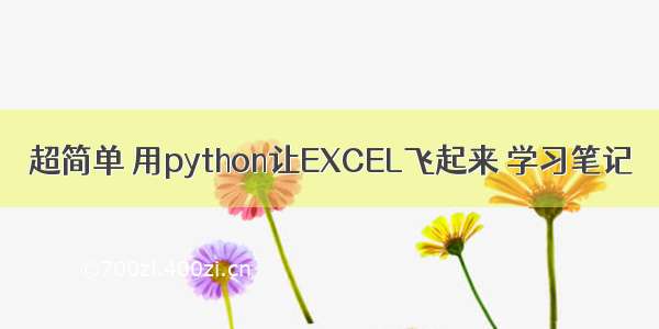 超简单 用python让EXCEL飞起来 学习笔记