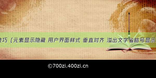 CSS常用技巧（元素显示隐藏 用户界面样式 垂直对齐 溢出文字省略号显示 精灵技术