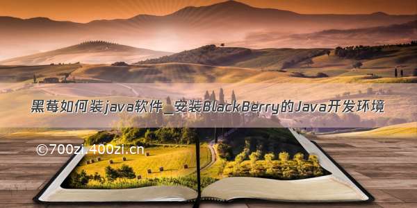 黑莓如何装java软件_安装BlackBerry的Java开发环境