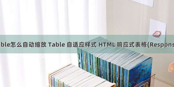 html5中table怎么自动缩放 Table 自适应样式 HTML 响应式表格(Responsive Table)