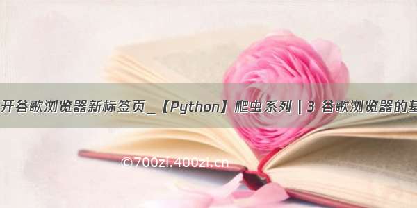 python打开谷歌浏览器新标签页_【Python】爬虫系列 | 3 谷歌浏览器的基本使用...