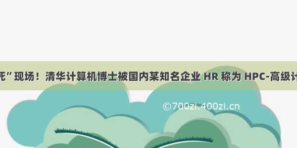 大型“社死”现场！清华计算机博士被国内某知名企业 HR 称为 HPC-高级计算表演学