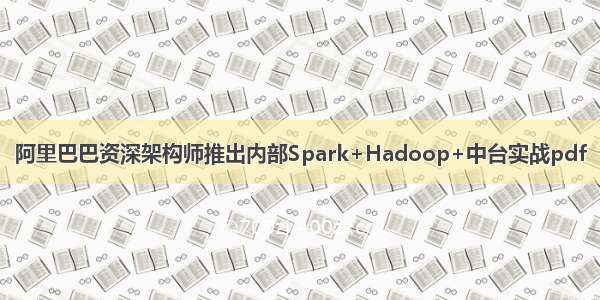 阿里巴巴资深架构师推出内部Spark+Hadoop+中台实战pdf