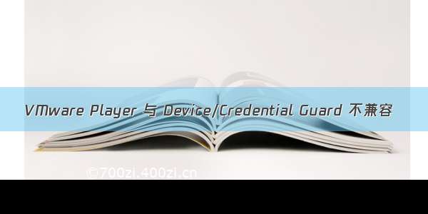 VMware Player 与 Device/Credential Guard 不兼容