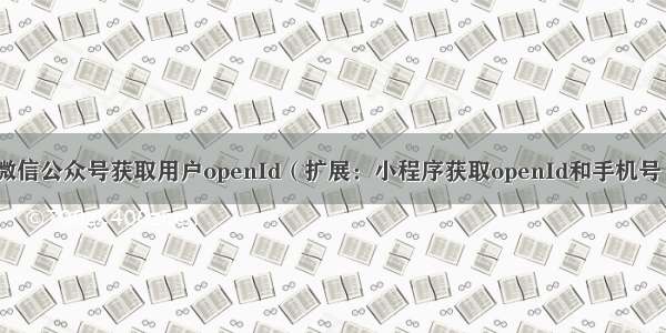 微信公众号获取用户openId（扩展：小程序获取openId和手机号）