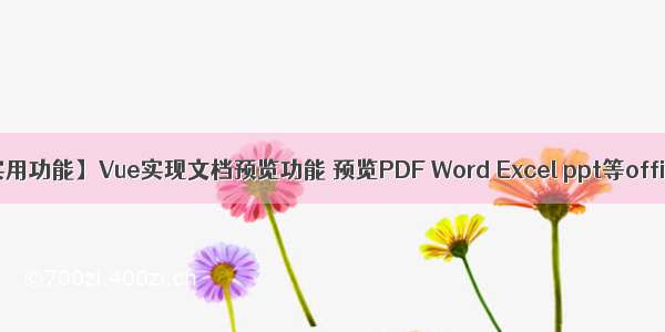 【Vue实用功能】Vue实现文档预览功能 预览PDF Word Excel ppt等office文件