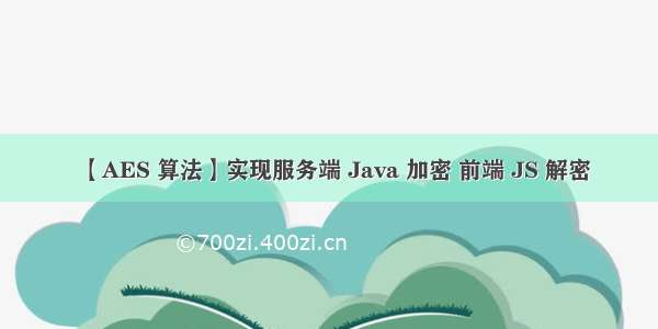 【AES 算法】实现服务端 Java 加密 前端 JS 解密