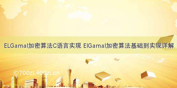 ELGamal加密算法C语言实现 ElGamal加密算法基础到实现详解