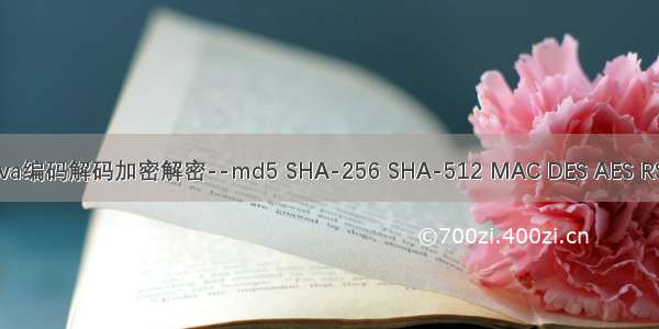 java编码解码加密解密--md5 SHA-256 SHA-512 MAC DES AES RSA