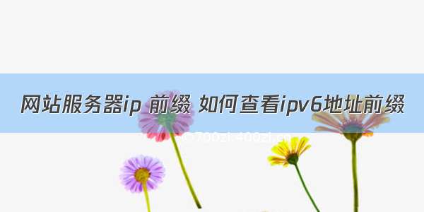 网站服务器ip 前缀 如何查看ipv6地址前缀