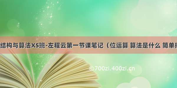 数据结构与算法XS班-左程云第一节课笔记（位运算 算法是什么 简单排序）