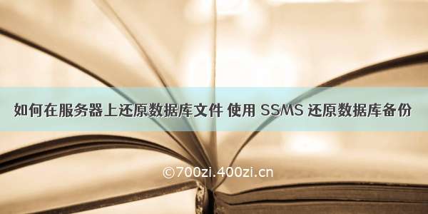 如何在服务器上还原数据库文件 使用 SSMS 还原数据库备份