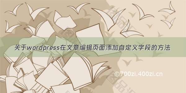 关于wordpress在文章编辑页面添加自定义字段的方法