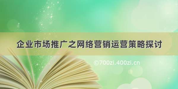 企业市场推广之网络营销运营策略探讨