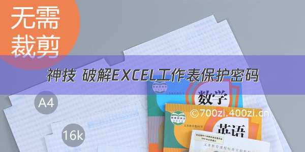 神技 破解EXCEL工作表保护密码