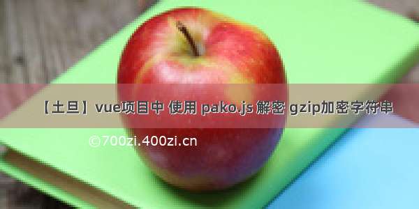 【土旦】vue项目中 使用 pako.js 解密 gzip加密字符串