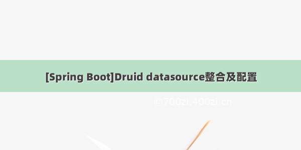 [Spring Boot]Druid datasource整合及配置