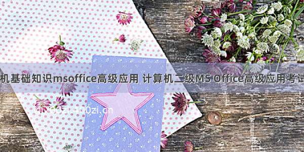 计算机基础知识msoffice高级应用 计算机二级MS Office高级应用考试大纲