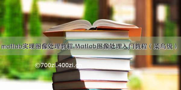 matlab实现图像处理教程 Matlab图像处理入门教程（菜鸟级）