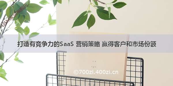 打造有竞争力的SaaS 营销策略 赢得客户和市场份额