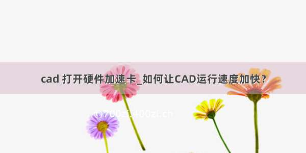 cad 打开硬件加速卡_如何让CAD运行速度加快？