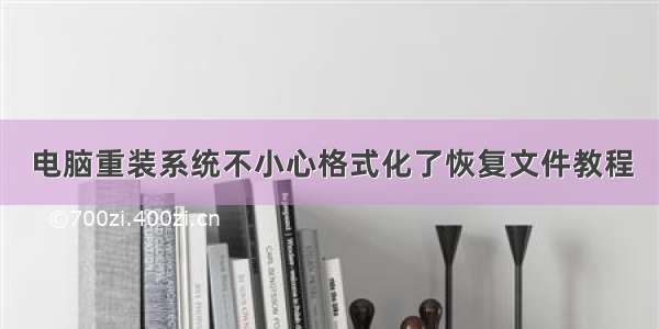 电脑重装系统不小心格式化了恢复文件教程