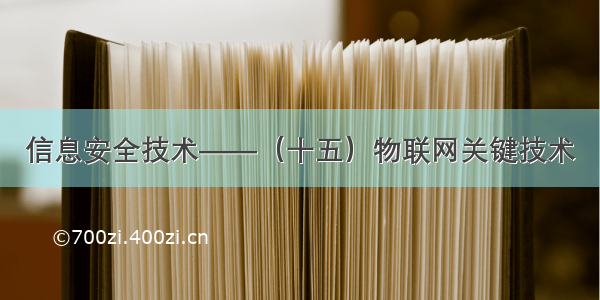 信息安全技术——（十五）物联网关键技术