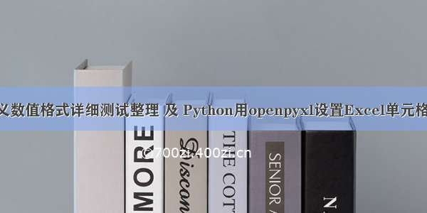 Excel单元格自定义数值格式详细测试整理 及 Python用openpyxl设置Excel单元格属性——数值格式