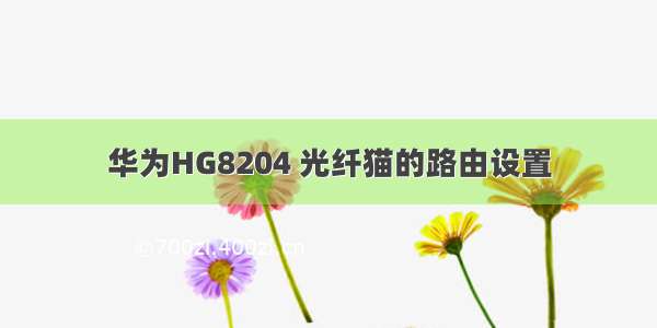 华为HG8204 光纤猫的路由设置