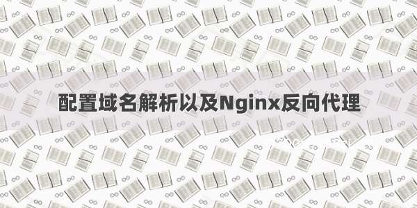 配置域名解析以及Nginx反向代理