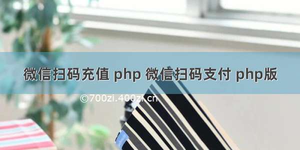 微信扫码充值 php 微信扫码支付 php版