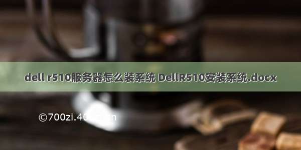 dell r510服务器怎么装系统 DellR510安装系统.docx