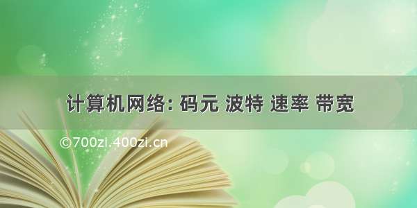 计算机网络: 码元 波特 速率 带宽