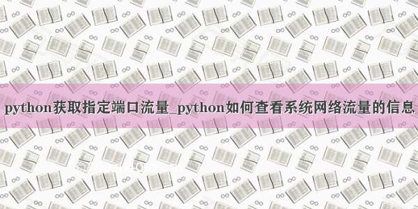 python获取指定端口流量_python如何查看系统网络流量的信息