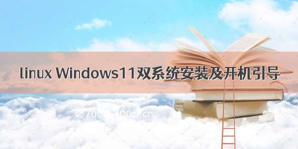 linux Windows11双系统安装及开机引导