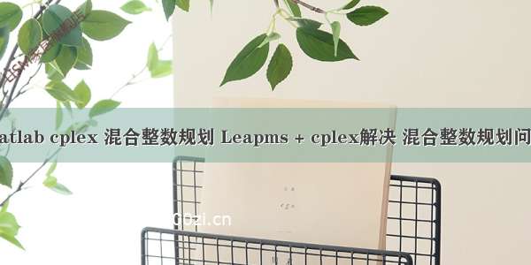 matlab cplex 混合整数规划 Leapms + cplex解决 混合整数规划问题