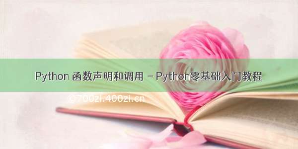 Python 函数声明和调用 - Python零基础入门教程