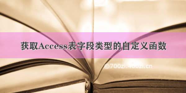 获取Access表字段类型的自定义函数